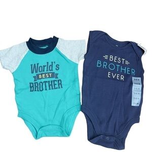 Old Navy Carters Best Brother Bodysuit Baby Infant 3-6 months Blue Teal Summer